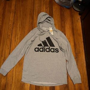 Adidas Men's Gray Hoodie with Black Logo